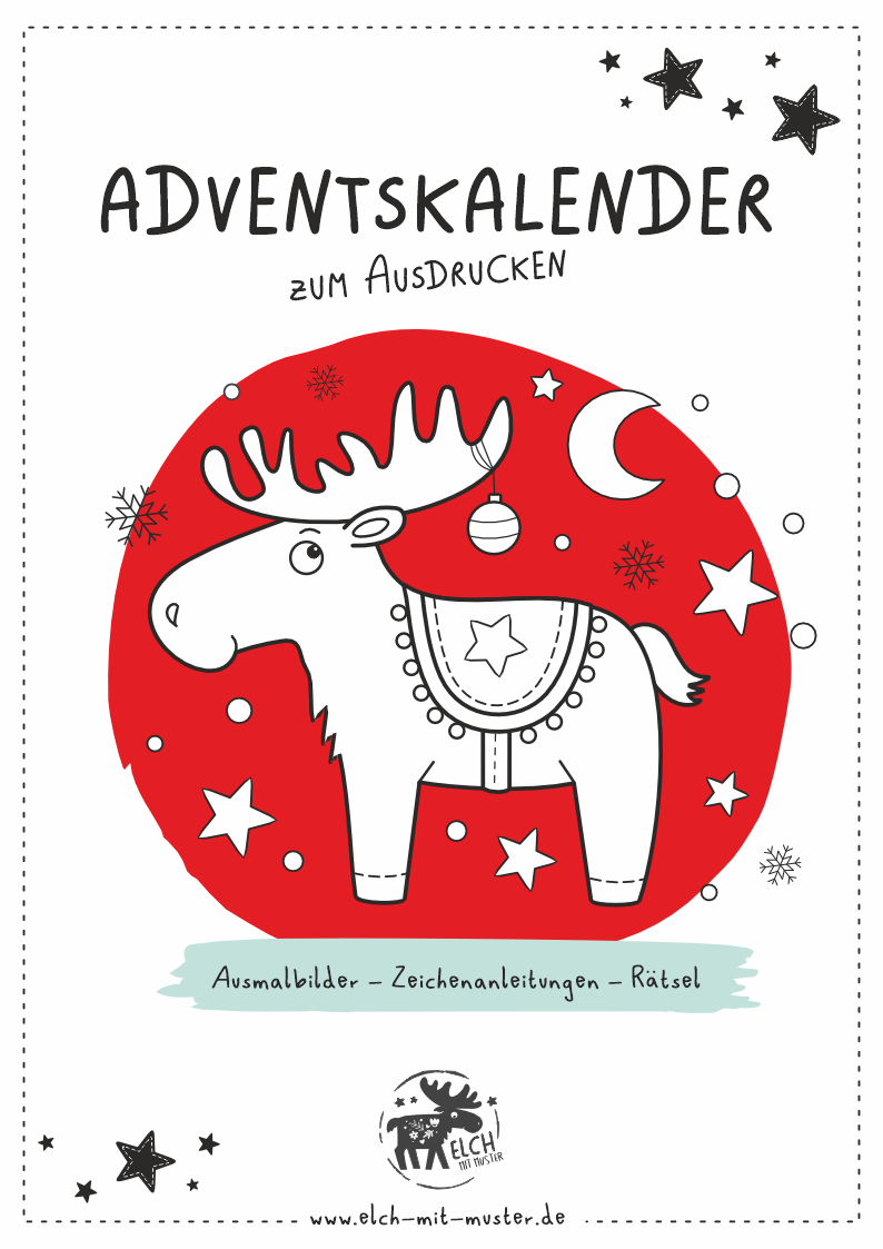 Adventskalender zum Ausdrucken für Kinder mit Rätseln