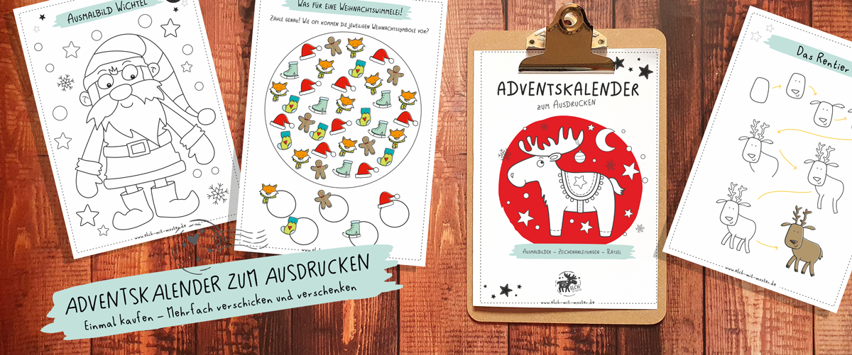 Adventskalender mit Rätseln für Kinder zum Ausdrucken